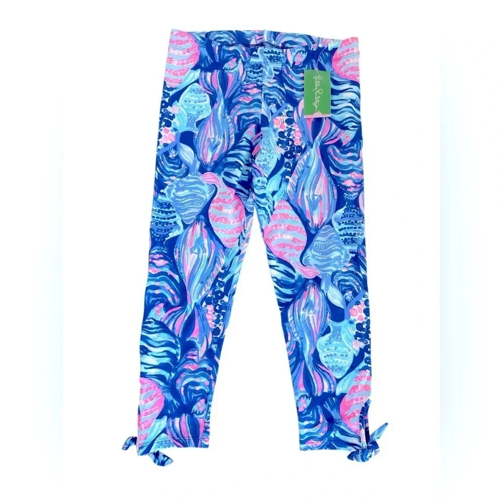 NEW Lilly Pulitzer Girls MAIA LEGGING Twilight Blue Scale Up Pink FISH